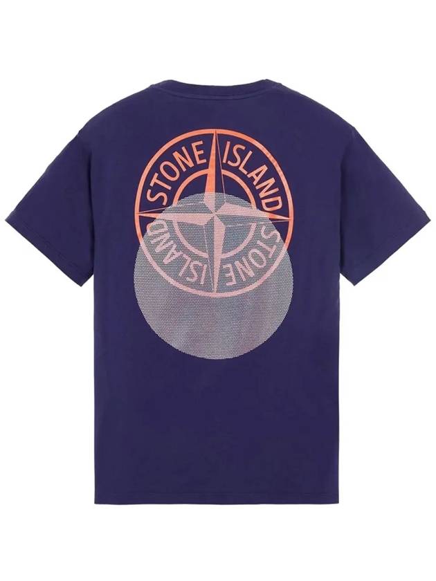 Tricromia Three Print Cotton Jersey T-Shirt Royal Navy - STONE ISLAND - BALAAN 4