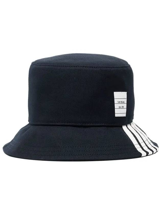 Diagonal Cotton Engineered Bucket Hat Navy - THOM BROWNE - BALAAN 3