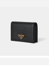 Saffiano Leather Triangle Logo Card Wallet Black - PRADA - BALAAN 4