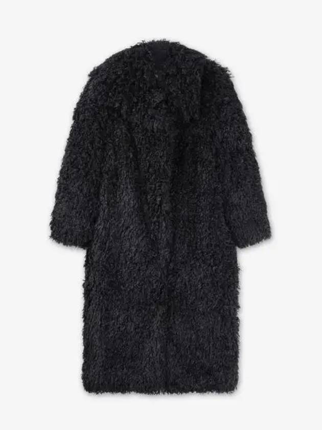 EENK Fluffy Funnel Neck Coat Black EEZ1O453CT10BK - IRIS & INK - BALAAN 1