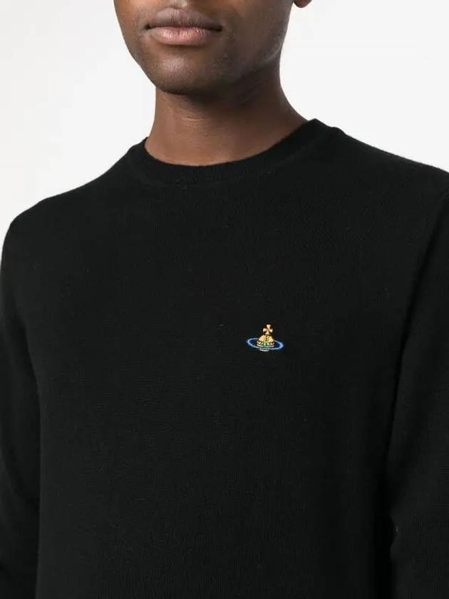 Logo Crew Neck Wool Knit Top Black - VIVIENNE WESTWOOD - BALAAN 3