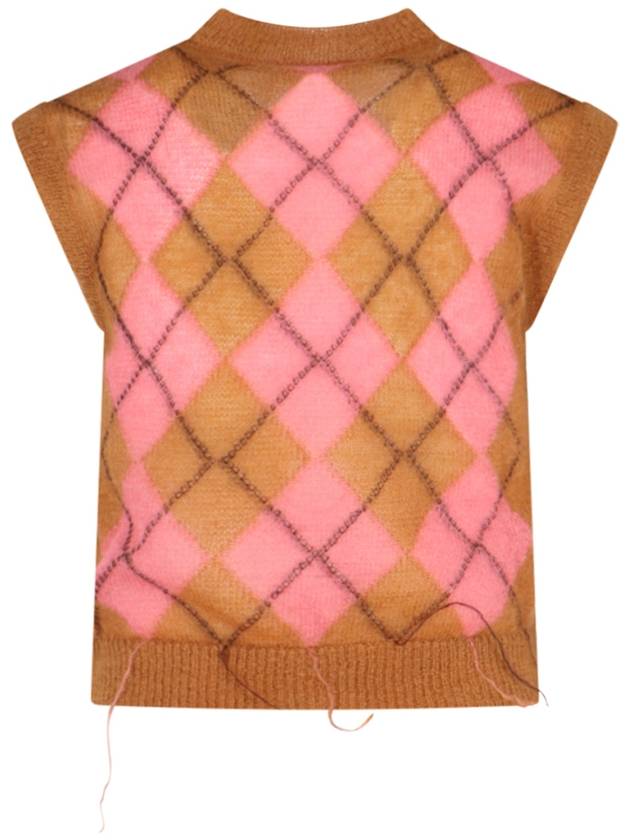 Argyle Floating Thread Mohair Vest Camellia - MARNI - BALAAN 3