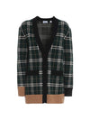 Check Merino Wool Jacquard Cardigan Green - BURBERRY - BALAAN.