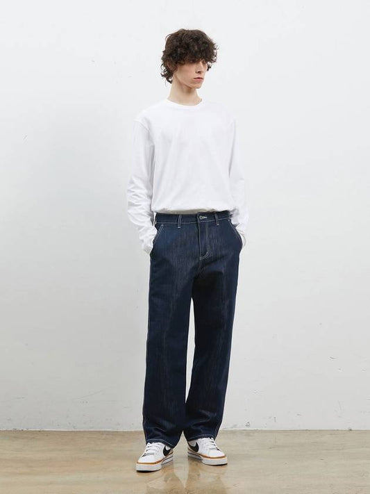 Denim diagonal pocket wide glow pants navy - CORK - BALAAN 2