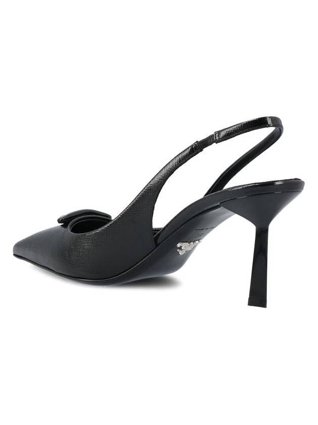 Saffiano Patent Leather Slingback Heel Black - PRADA - BALAAN 5