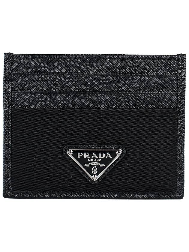 Re-Nylon Saffiano Leather Card Wallet Black - PRADA - BALAAN 3