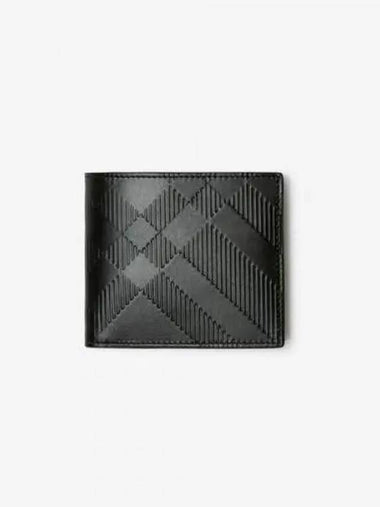 Embossed Check Slim Half Wallet Black - BURBERRY - BALAAN 1