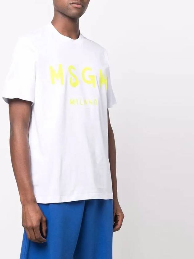 Milano Brushed Logo Print Short Sleeve T-Shirt White - MSGM - BALAAN 4