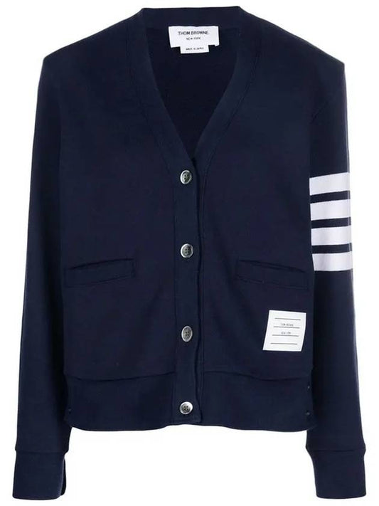 4-Bar Loopback Jersey Cardigan Navy - THOM BROWNE - BALAAN 2