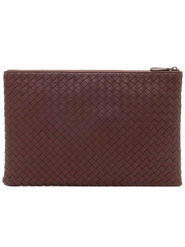 Dark Burgundy Intrecciato Nappa Large Pouch Clutch - BOTTEGA VENETA - BALAAN 3