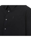 Embroidered Logo Short Sleeve Shirt Black - AMI - BALAAN 7