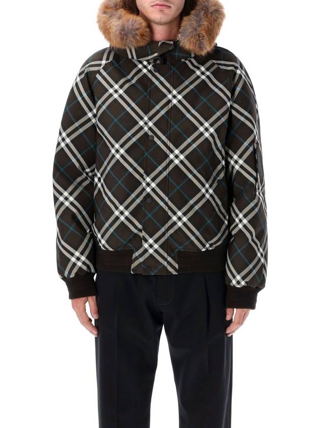 Faux Fur Trim Check Hooded Bomber Jacket Snug - BURBERRY - BALAAN 2