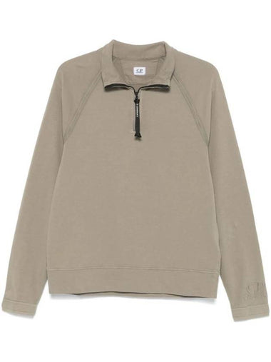 Light Fleece Half Zipped Sweatshirt Brown - CP COMPANY - BALAAN 1