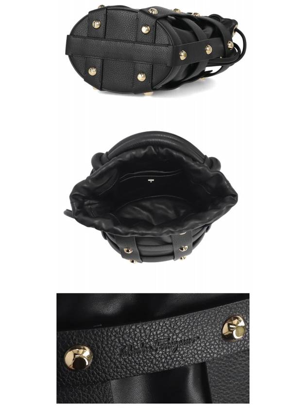 Salvatore Cage Bucket Bag Black - SALVATORE FERRAGAMO - BALAAN.