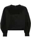 Dolly Back Collar Zipper Cotton Long Sleeve T-shirt Black - MAX MARA - BALAAN 1