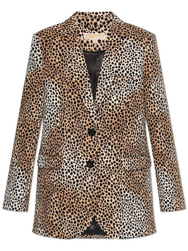 Michael Michael Kors Blazer With Animal Print, Women's, Beige - MICHAEL KORS - BALAAN 1