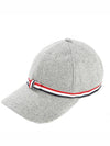 Bow Grosgrain Wool Flannel Ball Cap Light Grey - THOM BROWNE - BALAAN 2