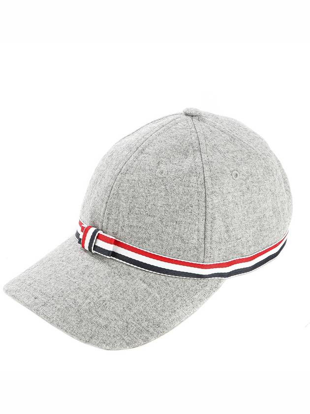 Bow Grosgrain Wool Flannel Ball Cap Light Grey - THOM BROWNE - BALAAN 2