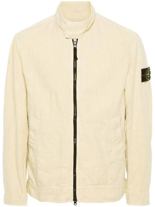 Tela Mock Neck Zip-up Jacket Beige - STONE ISLAND - BALAAN 1