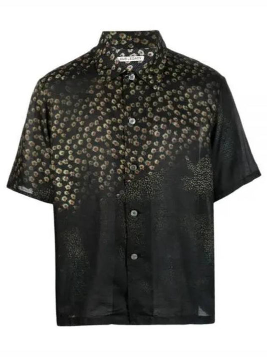 Floral Print Short Sleeve Shirt Black - OUR LEGACY - BALAAN.
