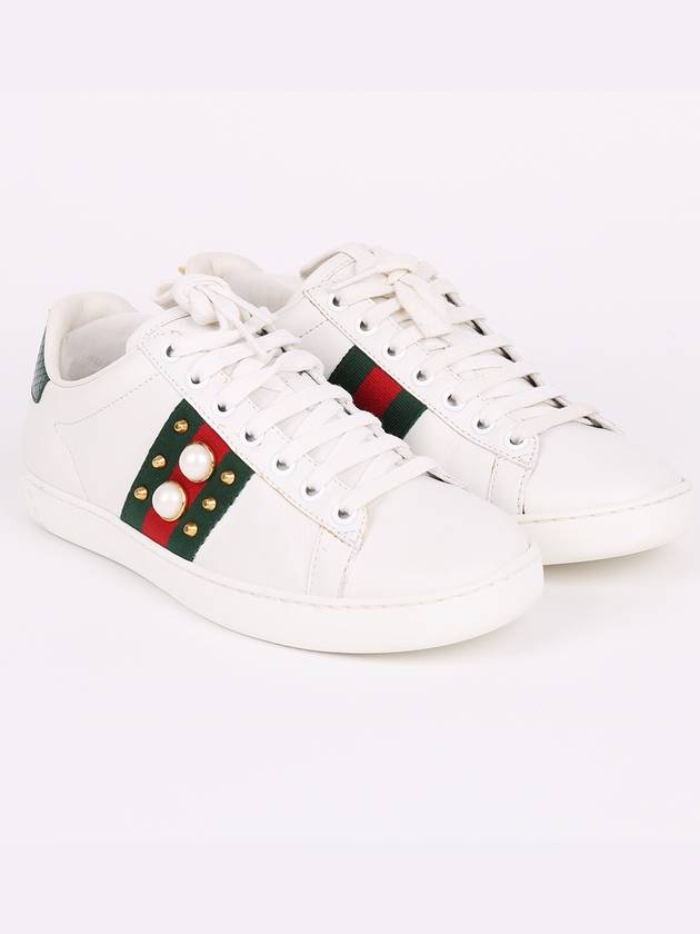 White Pearl Stud 35 Women s Sneakers - GUCCI - BALAAN 4