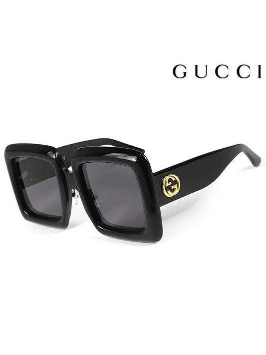 Eyewear Logo D Frame Square Sunglasses Black - GUCCI - BALAAN.