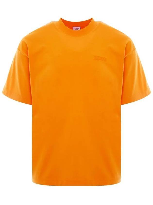 Embroidered Logo Short Sleeve T-Shirt Orange - VETEMENTS - BALAAN 1