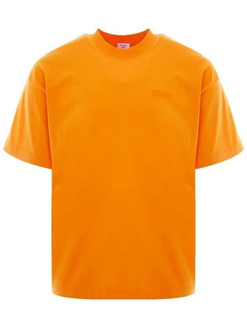 Embroidered Logo Short Sleeve T-Shirt Orange - VETEMENTS - BALAAN 1