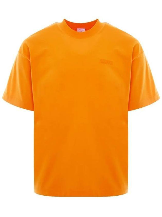 Embroidered Logo Short Sleeve T-Shirt Orange - VETEMENTS - BALAAN 1