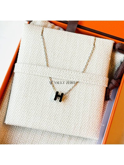 Mini Pop H Pendant Necklace Palladium Noir Silver - HERMES - BALAAN 2