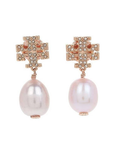 Kira Pave Pearl Drop Earrings Rose - TORY BURCH - BALAAN 1