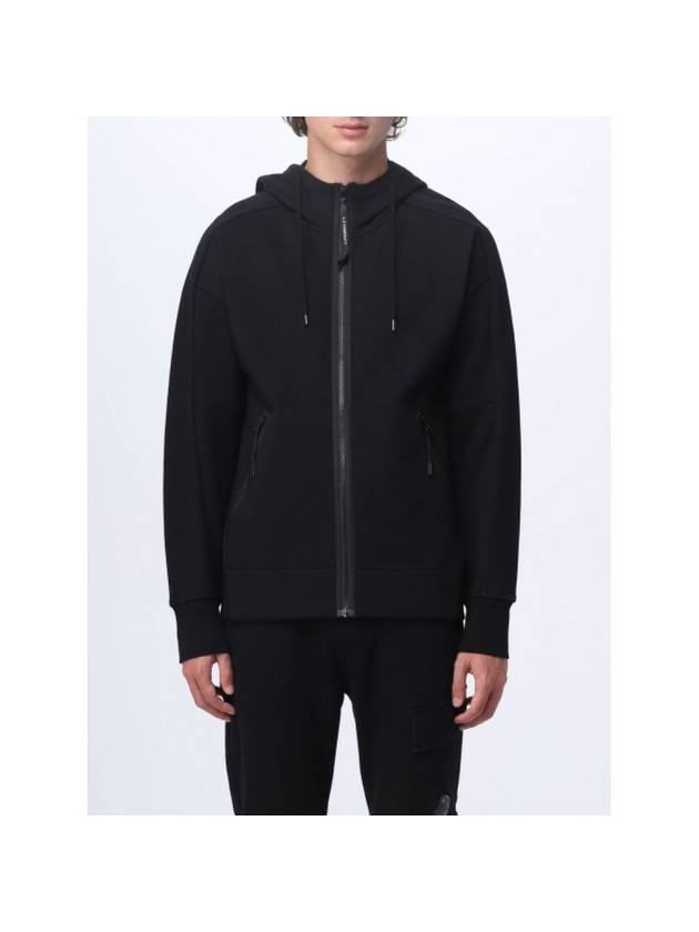 Diagonal Raised Fleece Goggles Hooded Jacket Black - CP COMPANY - BALAAN 1