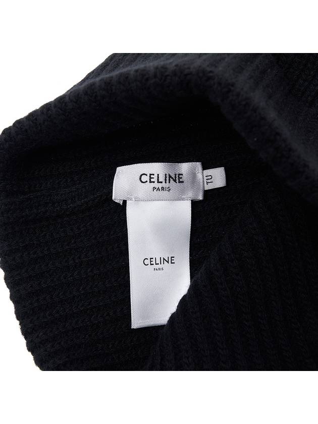 Embroidered Logo Wool Beanie Black - CELINE - BALAAN 10