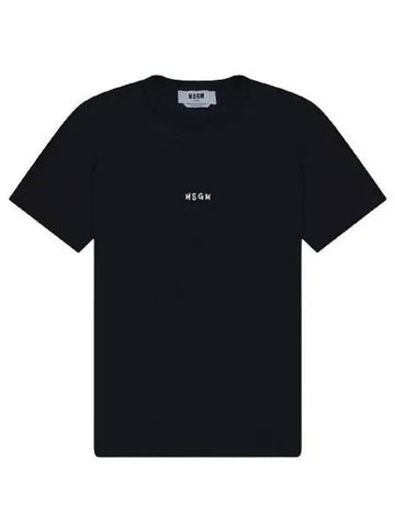 Micro Brushed Logo Cotton Short Sleeve T-Shirt Black - MSGM - BALAAN 1