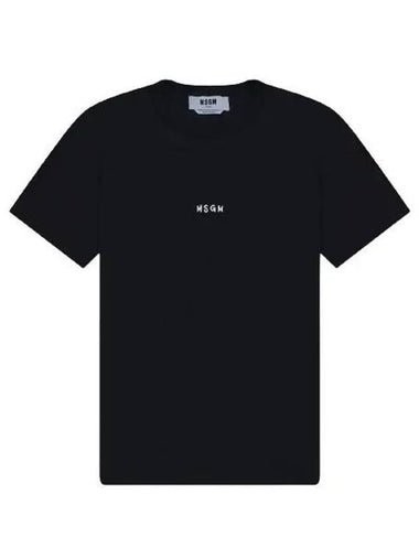 Micro Brushed Logo Cotton Short Sleeve T-Shirt Black - MSGM - BALAAN 1