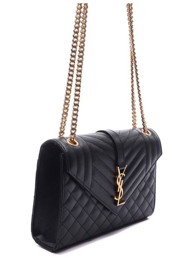 Gold Matelass Grain De Poudre Envelope Medium Shoulder Bag Black - SAINT LAURENT - BALAAN 4