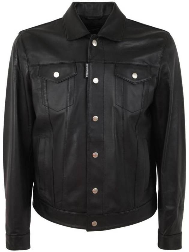 Men's Dan Jean Leather Leather Jacket Black - DSQUARED2 - BALAAN 1