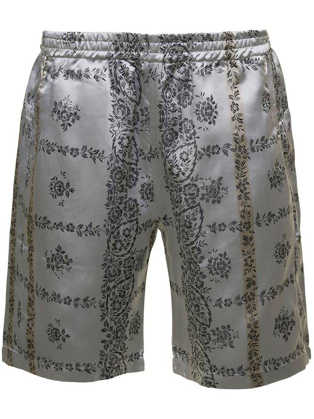 Silver Shorts With Al-Over Floreal Print In Cupro Woman - NEEDLES - BALAAN 1