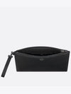 A4 Pouch CD Icon Signature Grained Calfskin Clutch Bag Black - DIOR - BALAAN.