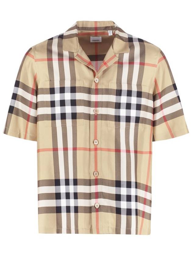 Vintage Check Silk Short Sleeve Shirt Archive Beige - BURBERRY - BALAAN 2