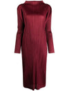 Pleated Pencil Midi Dress Red - ISSEY MIYAKE - BALAAN 2