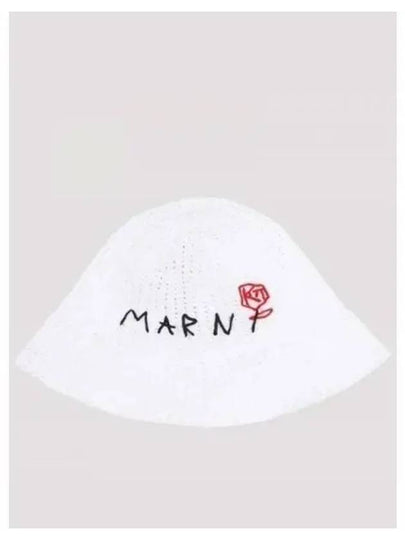 Embroidered Logo Cotton Bucket Hat White - MARNI - BALAAN 2