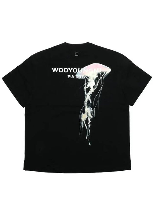 Luminous Jellyfish Back Logo Short Sleeve T-Shirt Black - WOOYOUNGMI - BALAAN 2