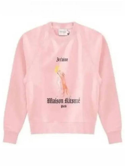 Oly Je T Aime Adjusted Cotton Sweatshirt Soft Pink - MAISON KITSUNE - BALAAN 2