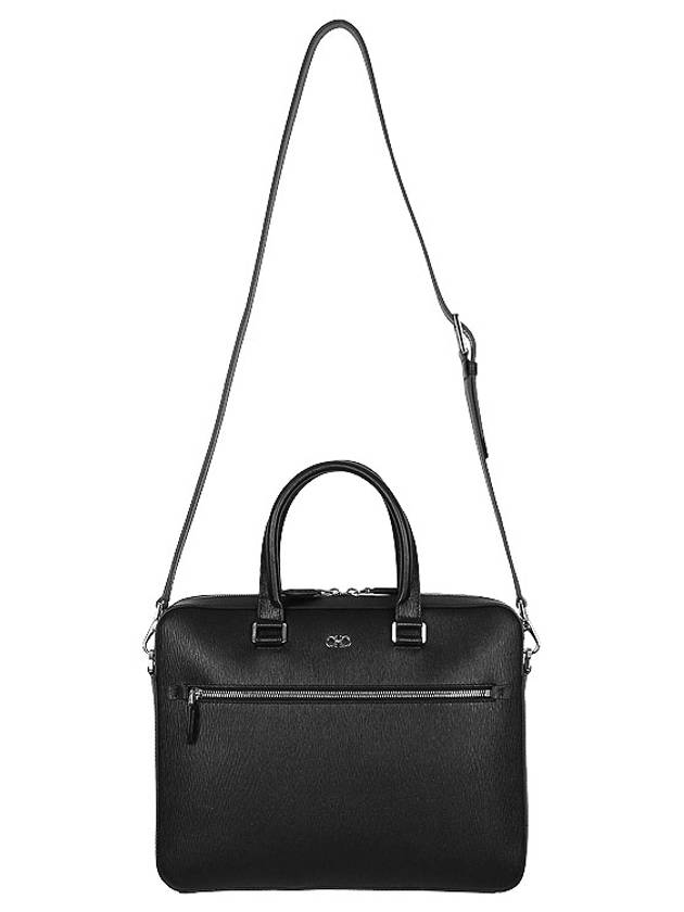 Gancini Business Leather Briefcase Black - SALVATORE FERRAGAMO - BALAAN 4