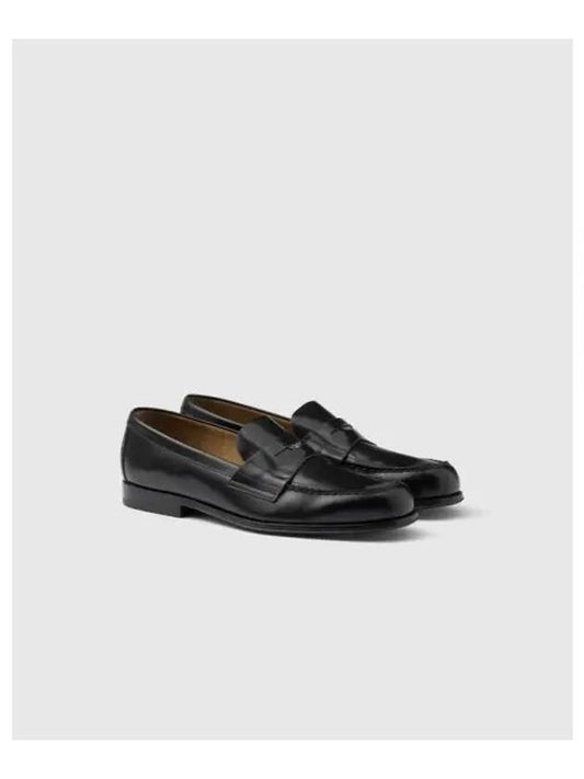 Men's Logo Triangle Slip-On Penny Loafers Black - PRADA - BALAAN 2