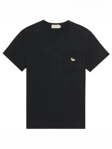 GM00116KJ0008 BK Profile Fox Patch Round Short Sleeve T Shirt Black Men s TJ 271172 - MAISON KITSUNE - BALAAN 1