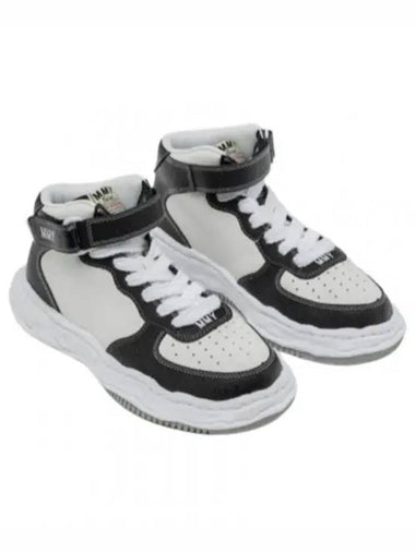 A11FW711 BLACKwhite WAYNE leather high top sneakers - MIHARA YASUHIRO - BALAAN 1