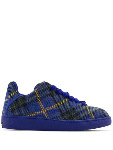 Check Knit Low Top Sneakers Blue - BURBERRY - BALAAN 1