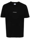 24/1 Jersey Garment Dyed Logo Short Sleeve T-Shirt Black - CP COMPANY - BALAAN 3